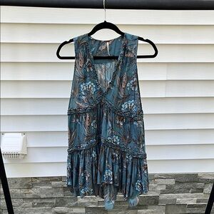 Free People Green Mini Sundress Sleeveless Casual